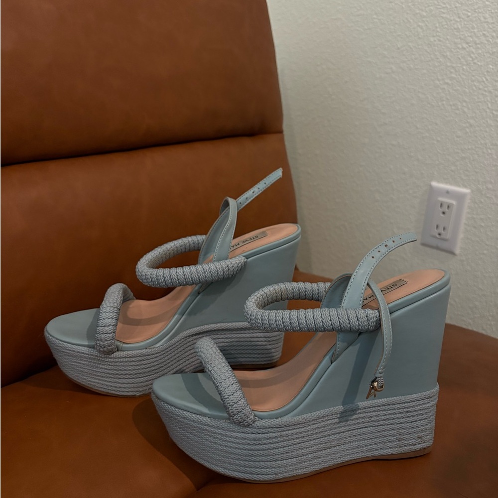 Steve Madden Light Blue Wedge Sandals